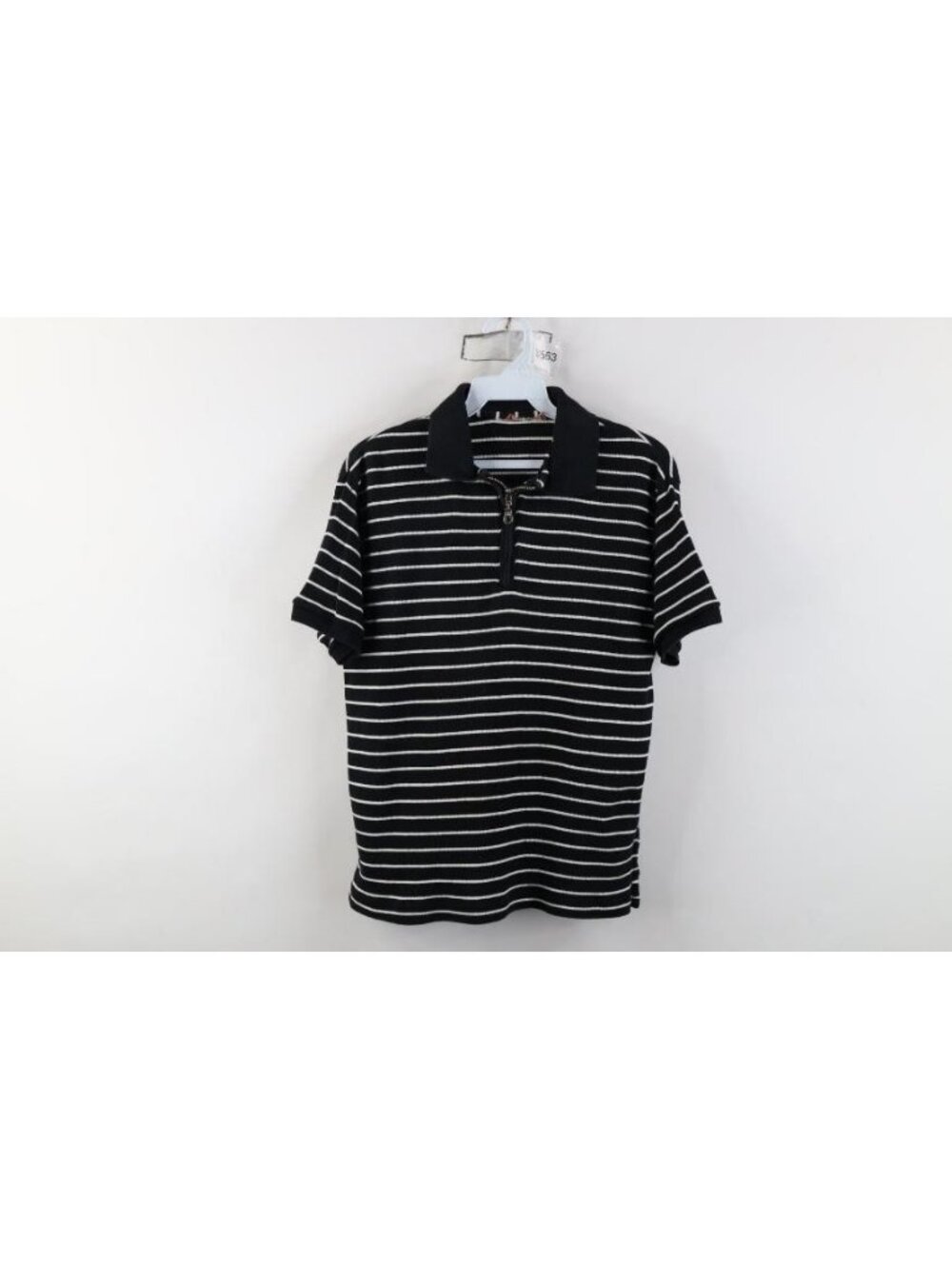 Vintage 90s Y2K Babydoll Womens Large Cropped Striped Ribbed Knit Polo Shirt